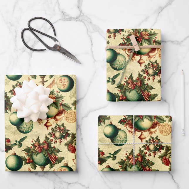Feuille De Papier Cadeau Ornements victoriens soignés (Recto)