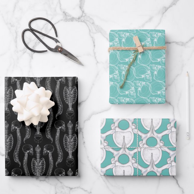 Feuille De Papier Cadeau Os crâne et épine (Recto)