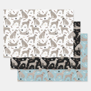 Feuille De Papier Cadeau Os et pattes Weimaraner