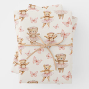 Feuille De Papier Cadeau Ours ballerines mignons