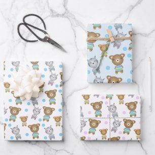 Feuille De Papier Cadeau Ours De Bébé Et Zèbre