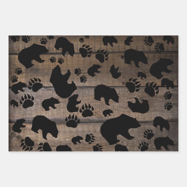 Feuille De Papier Cadeau Ours Noir - Patrouilles Ours Noir (Devant)