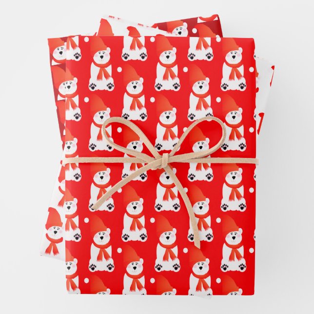Feuille De Papier Cadeau Ours polaire conçu (En situation)
