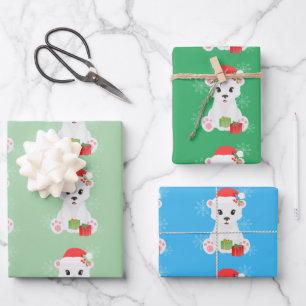 Feuille De Papier Cadeau Ours polaire de Noël