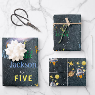 Feuille De Papier Cadeau Out of this world space adventure kids birthday