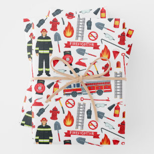 Feuille De Papier Cadeau Outils de pompier