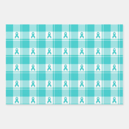 Feuille De Papier Cadeau Ovarian Cancer Awareness Plaid Wrapping Paper Teal
