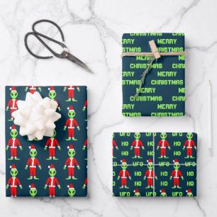 Feuille De Papier Cadeau OVNI Ho Père Noël alien Personnalisé
