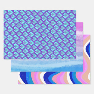Feuille De Papier Cadeau Pack de variétés Motif violet rose