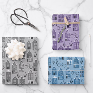 Feuille De Papier Cadeau Pack Variété Amsterdam Bikes Tulips