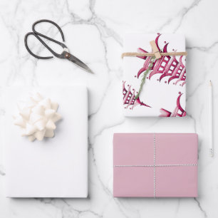 Feuille De Papier Cadeau Pagode rouge rose poussiéreux