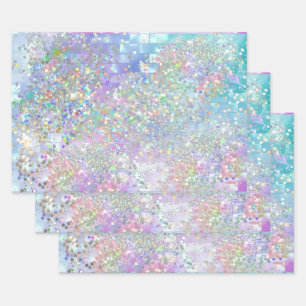 Feuille De Papier Cadeau Paillettes de sirène iridescentes holographiques s