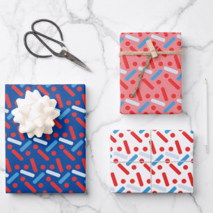 Feuille De Papier Cadeau Paillettes Étoiles Patriotiques Gras