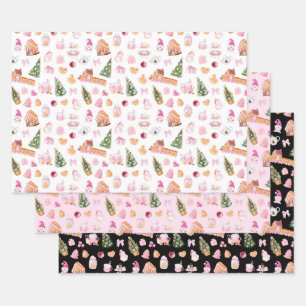Feuille De Papier Cadeau Pain d'épice de Noël rose