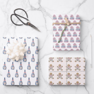 Feuille De Papier Cadeau Pain d'épice Pastel Chinoiserie Noël Prépa