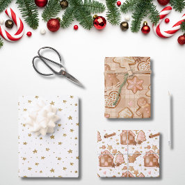 Feuille De Papier Cadeau Pain d'épices rose Brown Hommes Maison Étoiles can