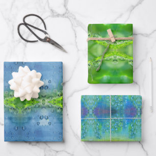 Feuille De Papier Cadeau Paisible, iridescent, mosaïque de la nature