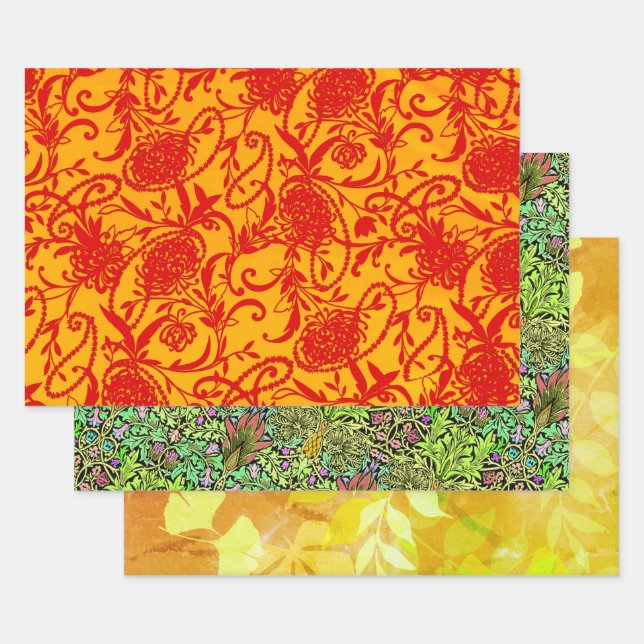 Feuille De Papier Cadeau Paisley Pearl, Arcadia et Leafy Sampler (Lot)