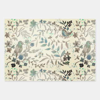 Feuille De Papier Cadeau Pájaros azules