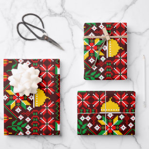 Feuille De Papier Cadeau Palestine Tatreez Broderie traditionnelle