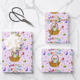 Feuille De Papier Cadeau Paniers d'oeufs de Pâques amusants