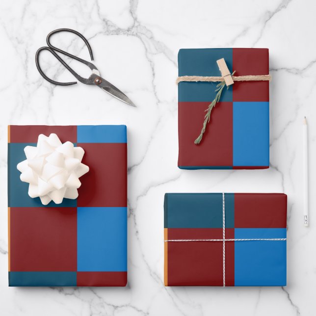 Feuille De Papier Cadeau Panneau de À damiers couleur moderne (Recto)