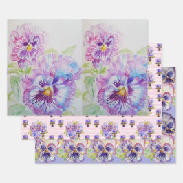 Feuille De Papier Cadeau Pansy violet Pansies fleur Aquarelle Peinture