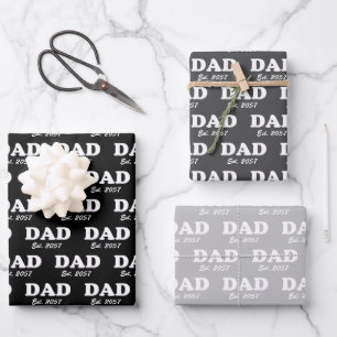 Feuille De Papier Cadeau Papa Custom Est date typographie moderne noir gris