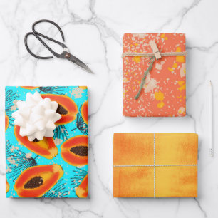 Feuille De Papier Cadeau Papaya tropicale