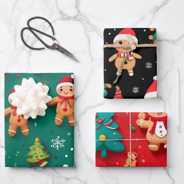 Feuille De Papier Cadeau Papel regalo personalizado navideño (Recto)