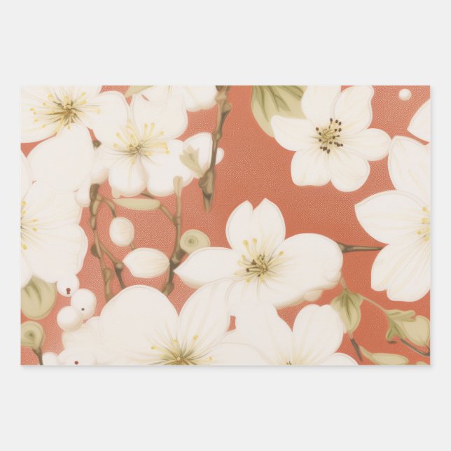 Feuille De Papier Cadeau "Papier cadeau floral" (Devant)