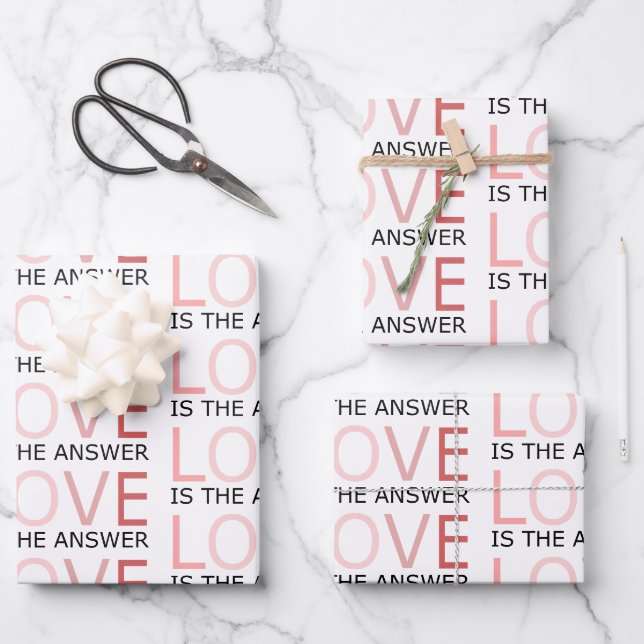 Feuille De Papier Cadeau Papiers cadeaux "L'amour est la réponse" (Recto)