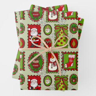 Feuille De Papier Cadeau Papiers Cadeaux Timbres de Noël