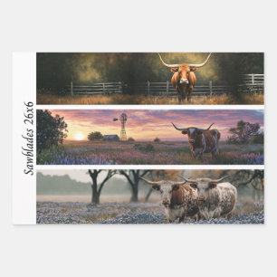 Feuille De Papier Cadeau Papiers découpés Longhorn Wester Lames de scie