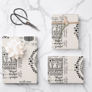 Feuille De Papier Cadeau Papiers d'emballage d'automne Papiers d'emballage