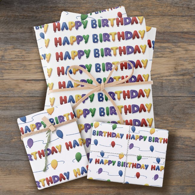 Feuille De Papier Cadeau Papiers d'emballage de ballons d'anniversaire colo (🎈🎈🎈 You need balloons on your birthday! 🎈🎈🎈 and here's some wrapping paper sheets just for you)