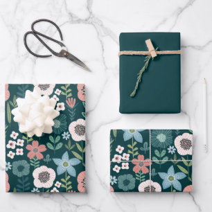 Feuille De Papier Cadeau Papiers d'emballage de fleurs