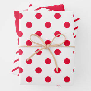 Feuille De Papier Cadeau Papiers d'emballage rouges et blancs