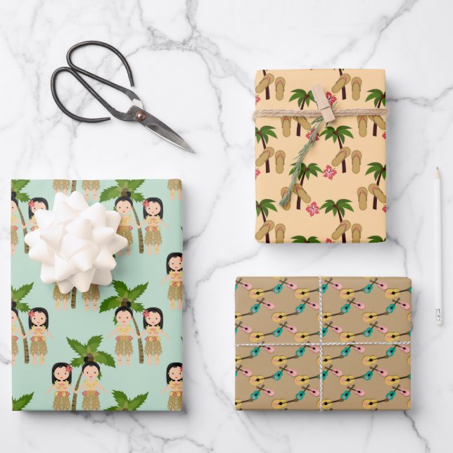 Feuille De Papier Cadeau Papiers hawaïens (Recto)