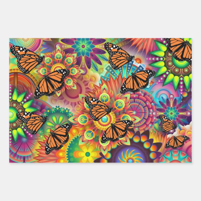 Feuille De Papier Cadeau Papillon Monarque (Devant)