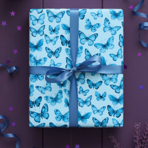 Feuille De Papier Cadeau Papillon Motif Aquarelle Élégant Joli Cadeau
