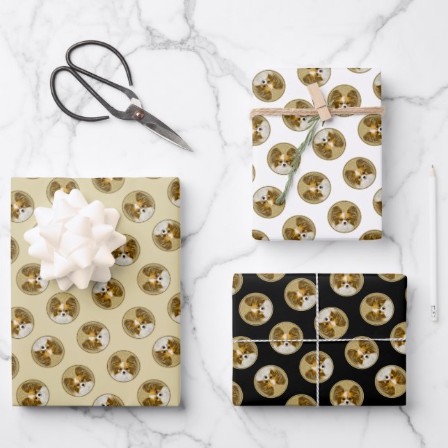 Feuille De Papier Cadeau Papillon Peinture citron et blanc Art original chi (Recto)