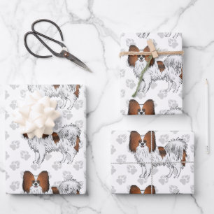 Feuille De Papier Cadeau Papillons de bande dessinée Rouges Sable avec des