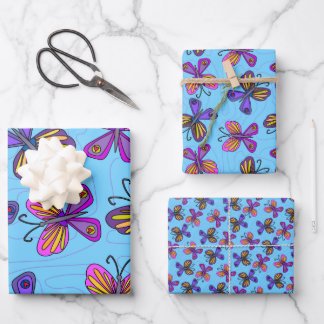 Feuille De Papier Cadeau Papillons Enjoués