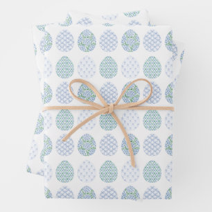 Feuille De Papier Cadeau Pâques de Pâques bleu et vert Hydrangea Bow Trelli