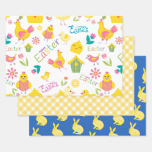 Pâques Jaune Cute Chicks and Bunnies