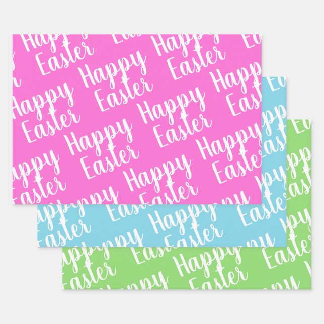 Feuille De Papier Cadeau Pâques joyeuses Pink Green (Lot)