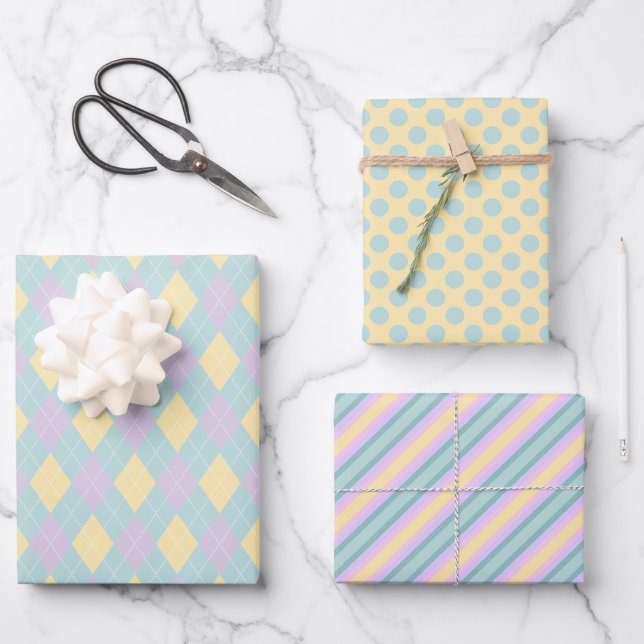 Feuille De Papier Cadeau Pâques Motif mignonne Pastel (Recto)
