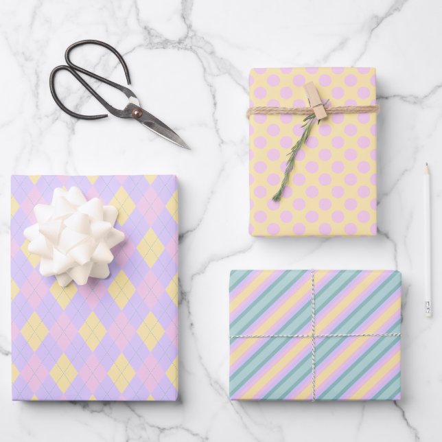 Feuille De Papier Cadeau Pâques Motif mignonne Pastel (Recto)