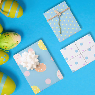 Feuille De Papier Cadeau Pâques Pastel jeu minimaliste bleu clair 3